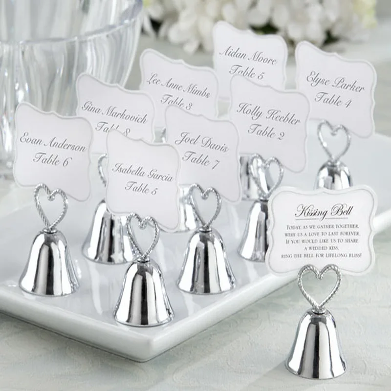 

(18pcs/lot)FREE SHIPPING+Kissing Bell Gold/Silver Bell Place Card Holder/Photo Holder Wedding Table Decoration Favors