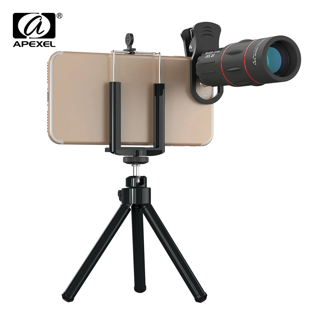 APEXEL Mobile Phone Camera Lenses Kit 18X Telescope Zoom for iPhone 6s 7 8 X Samsung Cell Phone Lens Universal Clips with tripod APEXEL Mobile Phone Camera Lenses Kit 18X Telescope Zoom for iPhone 6s 7 8 X Samsung Cell Phone Lens Universal Clips with tripod