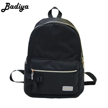 

Bowknot Zipper Teenagers Girls School Backpack Solid Color Female Trendy High Quality Nylon School Bags Travel Mochilas