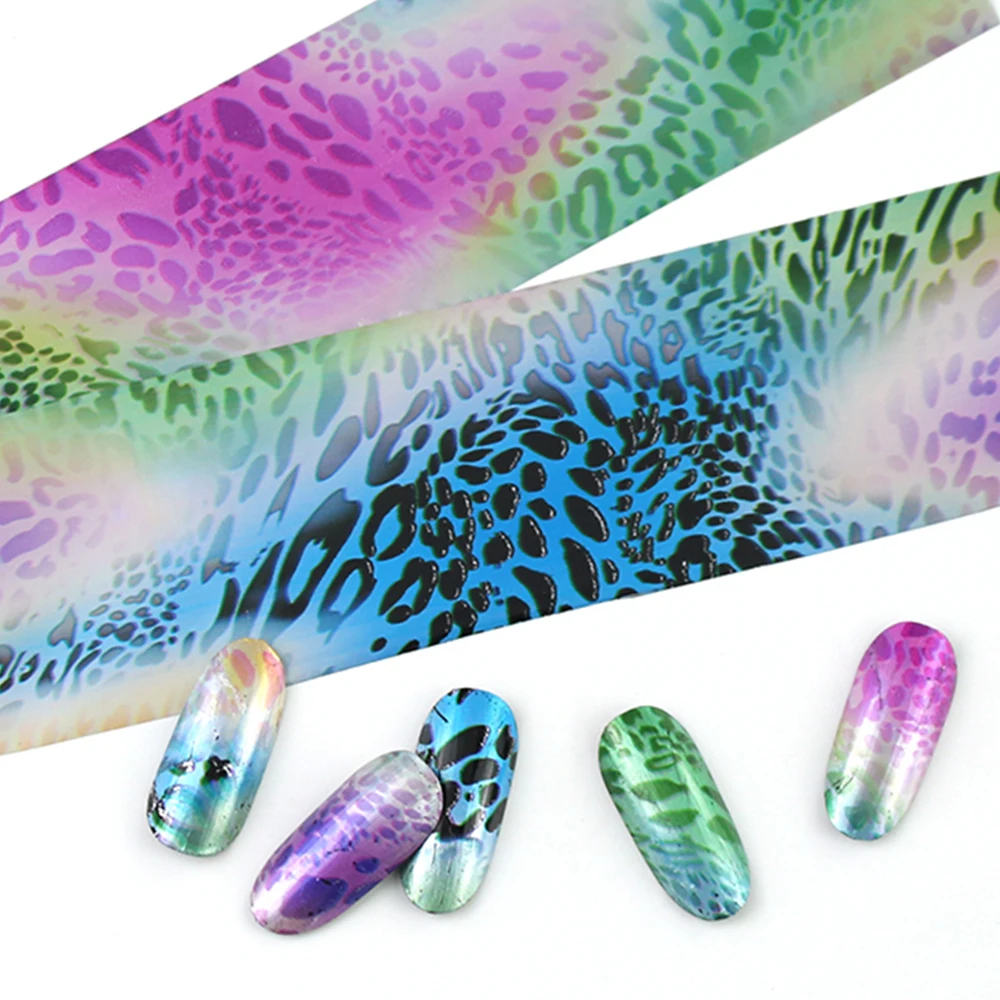 

16pc/Set Nail Art Foils Leopard Print 4*20cm Holographic Nail Transfer Stickers DIY Tips Nail Art Transfer Wrap Manicure Decor