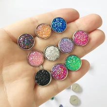 10 пар/лот, 10 цветов, ручная работа, серьги-гвоздики, Смола Кабошон, Drusy, сверкающие серьги-гвоздики для женщин, подарок на день рождения для девочек