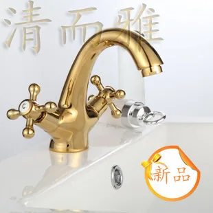 

Full gold-plated faucet basin faucet bathroom cabinet antique copper basin undercounter basin hot and cold taps A06