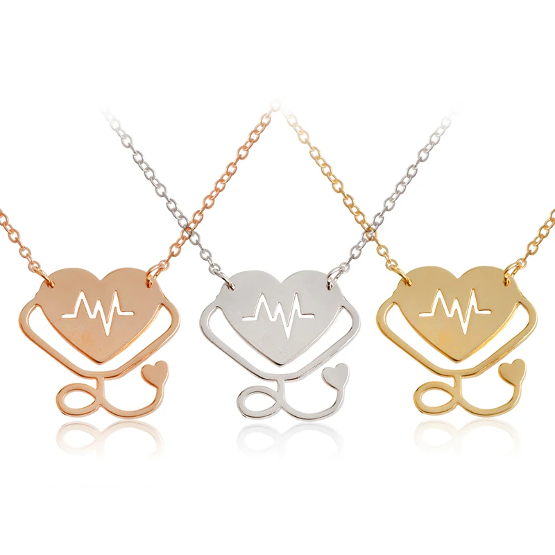 Новая мода кардиограмма стетоскоп Цепочки и ожерелья спасательный круг импульса