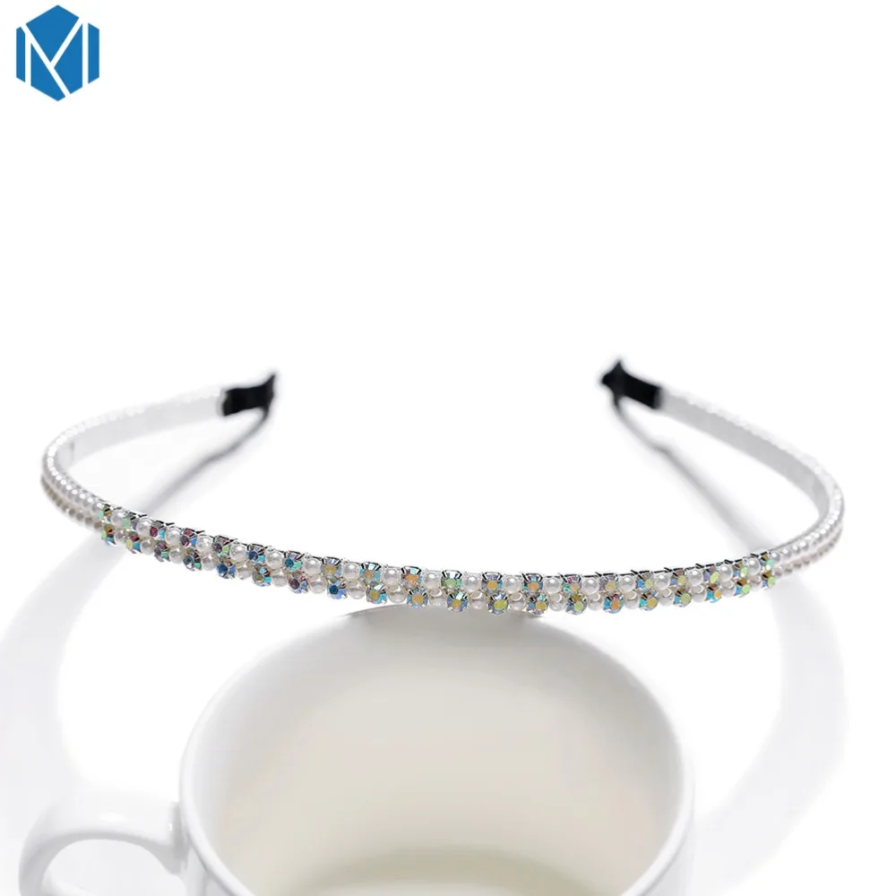 M MISM New Women Girls Korean Fashion Crystal Hair Bands Hoop Bezel Headband Flower Shining Elegant Rhinestone Hair Accessories