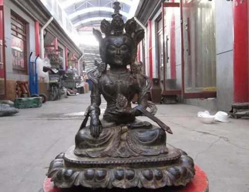 

003533 13 China Buddhist temples Old Bronze Amitayus Kwan-yin Bodhisattva buddha Statue