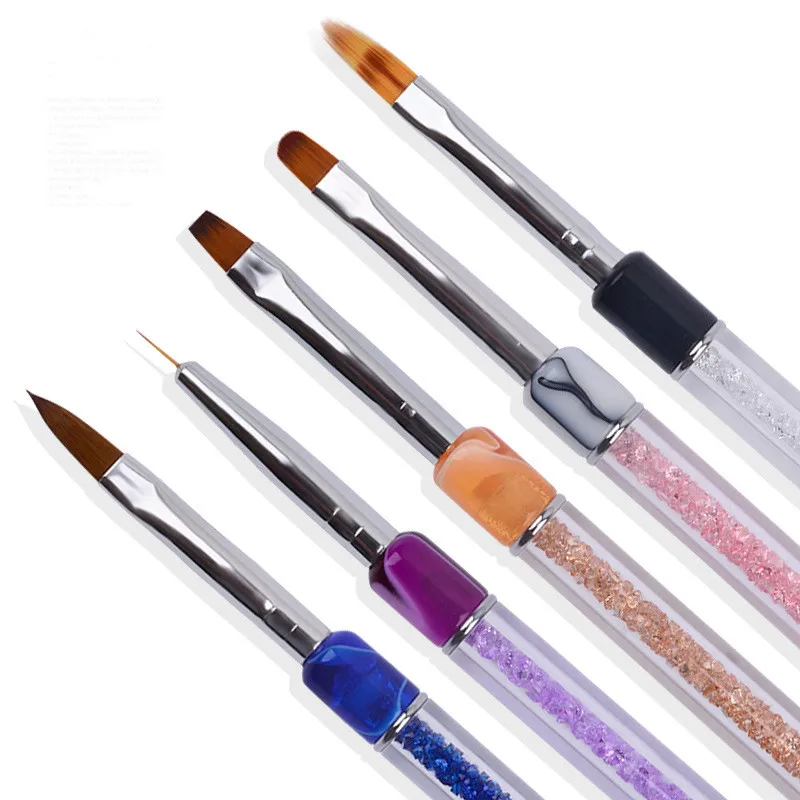 

5Pcs/Set Nail Art Brush Multi-Size Drawing Painting Stripe Flat Pen 3D UV Gel Polish Extension Design Tools Manicure Accessories