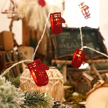 Сказочный светильник s гирлянда Батарейная вилка резные рождественские носки перчатки светодиодный струнный светильник Guirlande Lumineuse Рождественский Декор