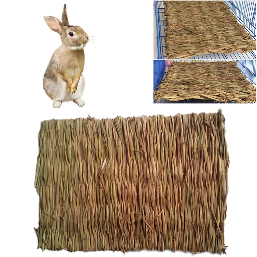 2 шт./упак. съедобный нетоксичный безопасный устойчивый коврик для домашнего животного натуральный практичный ручной из тканой Травы Коврики для кролика животных собаки