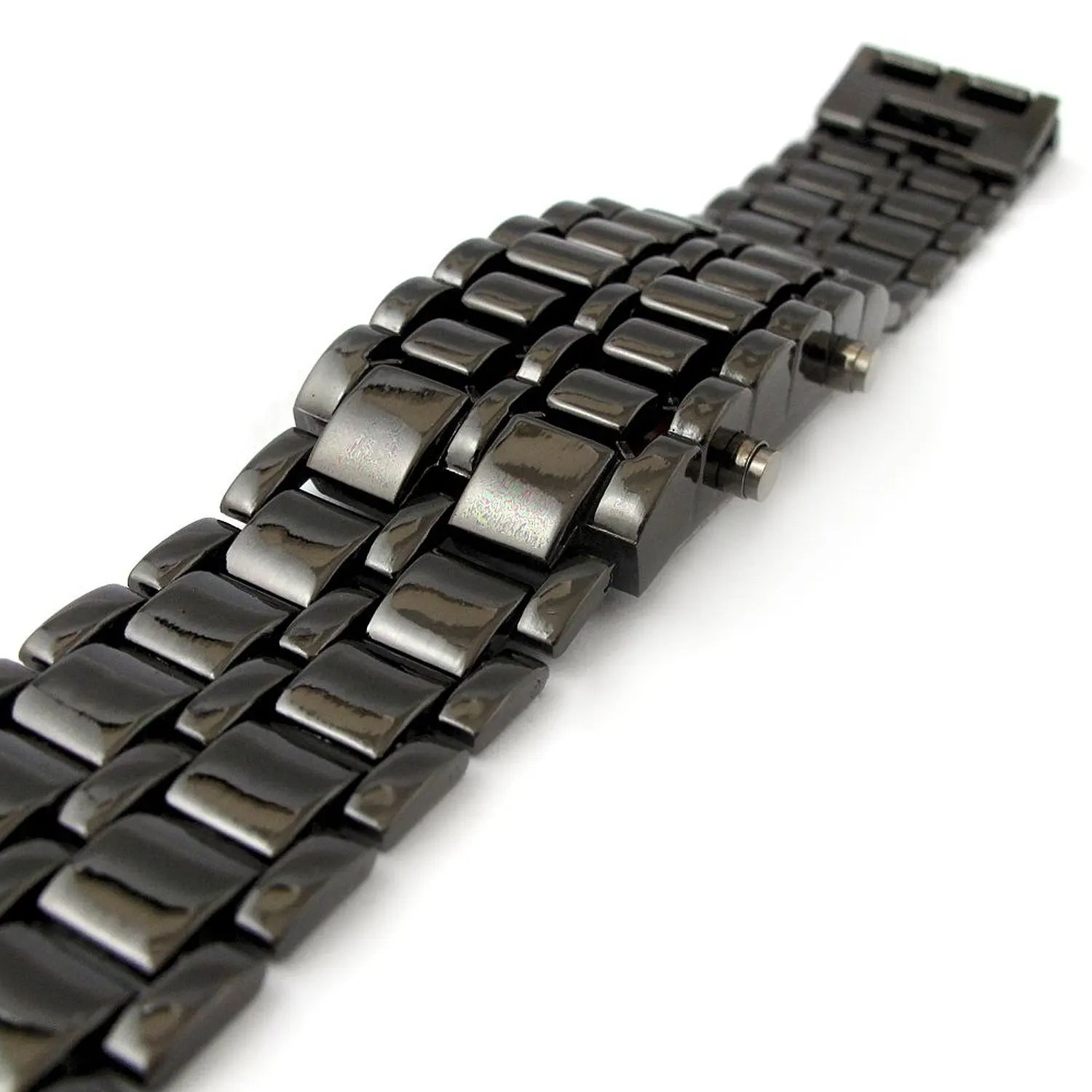 YCYS мужские часы практичный Лава Стиль Железный модный самурайский черный браслет синий светодиодный часы с коробкой