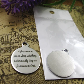 

20pcs--"They come to you in sheep's clothing..." stainless steel charm more styles for choosing DIY Charms Bible gold sentence