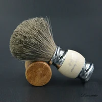 Blaireau de rasage vintage pour hommes, kit de toilettage, avec manche en résine, base en métal 5