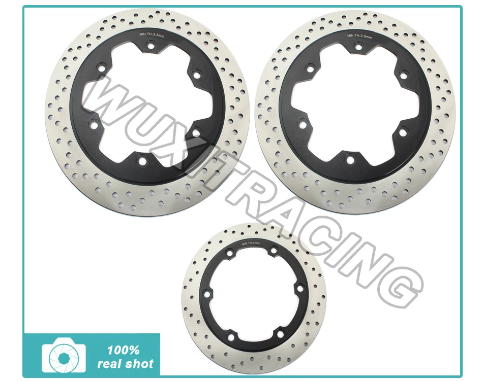 

Black Round New Front Rear Brake Disc Rotor For VFR 750 F Interceptor J K 88 89 CBR 1000 F 93 94 95 96 97 98 99 296mm + 256mm