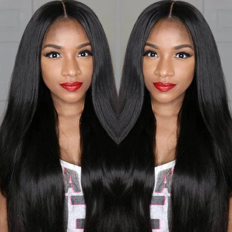 JK Brazilian Virgin Full Lace Human Hair Wigs Glueless Full Lace Front Wig Natural Black Straight Wigs for Black Women Free Part