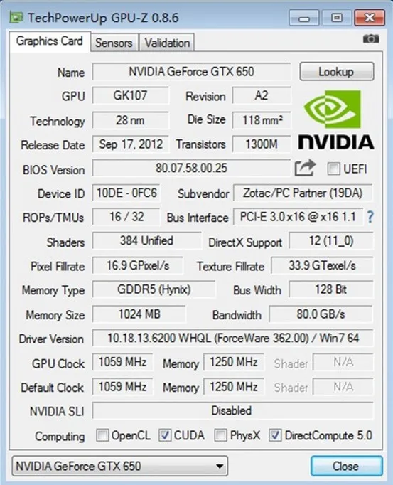 ZOTAC GeForce GTX 650-1GD5 видеокарты интернет PA для NVIDIA GTX600 GTX650 1GD5 1 г видеокарта 128 бит используется GTX-650