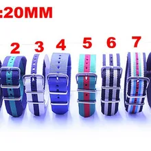 10 шт./лот Высокое качество 20 мм нейлон Смотреть полоса Ремешок Красочные моды Вах группа-8 цвет-6311