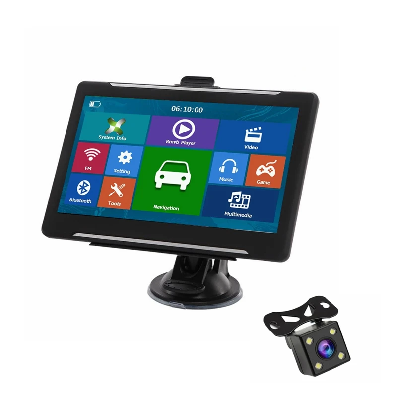 7/" Truck Car GPS Navigation Bluetooth AV-IN 8GB SAT NAV+Wireless//Wire LED Camera