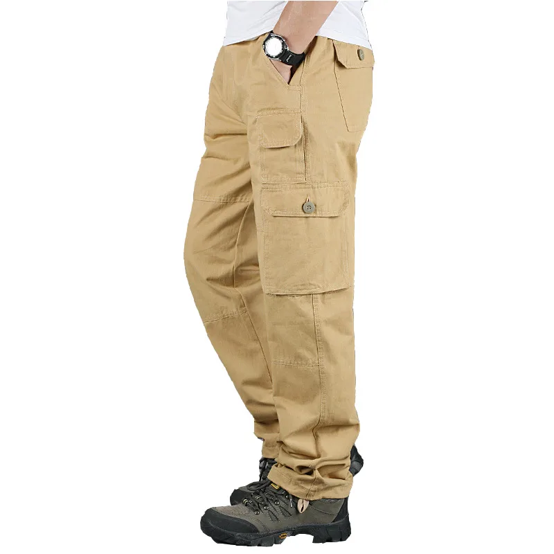 Брендовые весенне-зимние тактические брюки для мужчин, повседневные камуфляжные военные мужские брюки, длинные хлопковые брюки-карго цвета хаки, мужские брюки