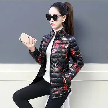 Parka 2019 Winter Jacket women Plus Size Womens Parkas Thicken Outerwear flower print Coats Short Female Slim Cotton basic tops