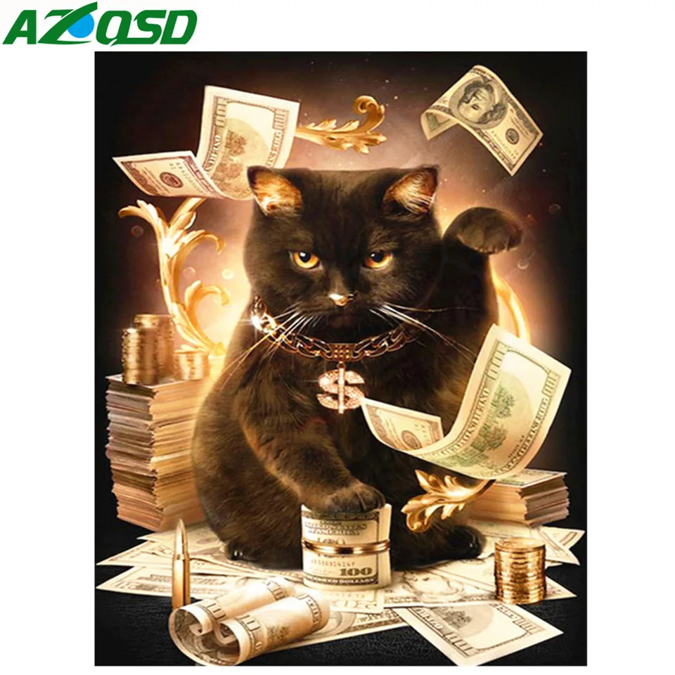 

AZQSD Diamond Painting Cat Animal Mosaic Diamond Embroidery Full Set Home Decor Handmade 5d Diy Gift Picture Of Rhinestones