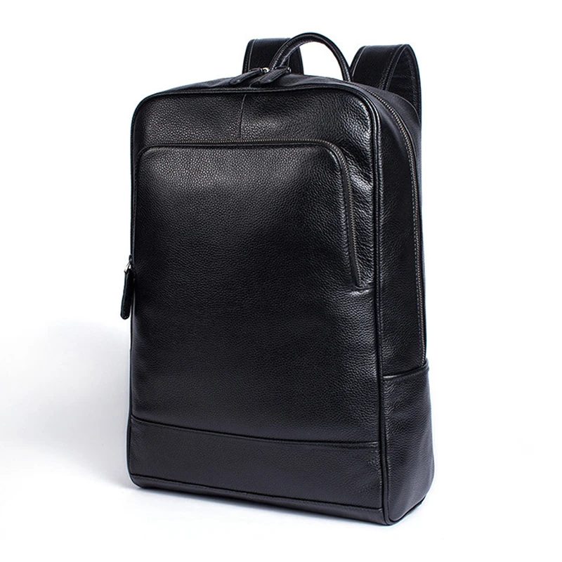 

MACWAVE Black Genuine Leather Backpacks Bags Women Cow Leather 15.6 Inch Laptop Backpacks Men School College Bag