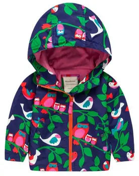 

New 2018 Fashion Children's Boys/Girls Fleece Jacket Windbreakers Cartoon Printed Hooded Jackets For Girls Coat Boys Outerwear