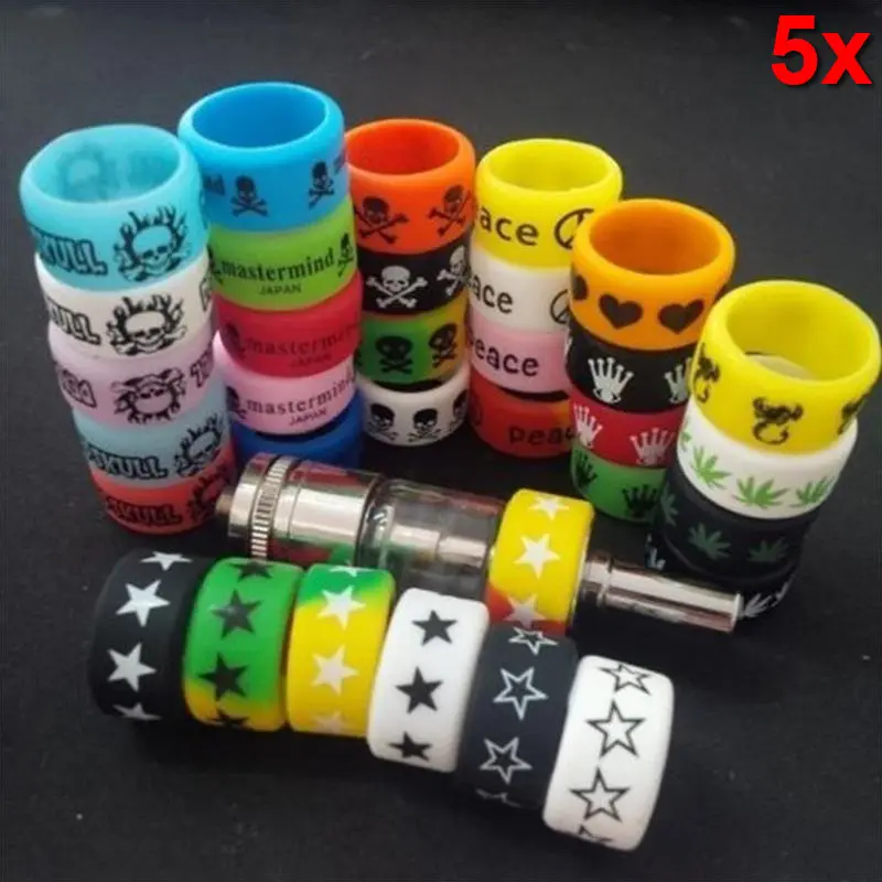 

5PCS Punk Rock Silicone Rings Sports Band Rubber Flat Vape Accessory New Fashion For Drop Shipping