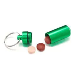 1 шт. Pandahall открытый портативный, из алюминиевого сплава Малый Pill Case с железный брелок, платина, 50,5x17 мм; кольцо для ключей: 24,5 м