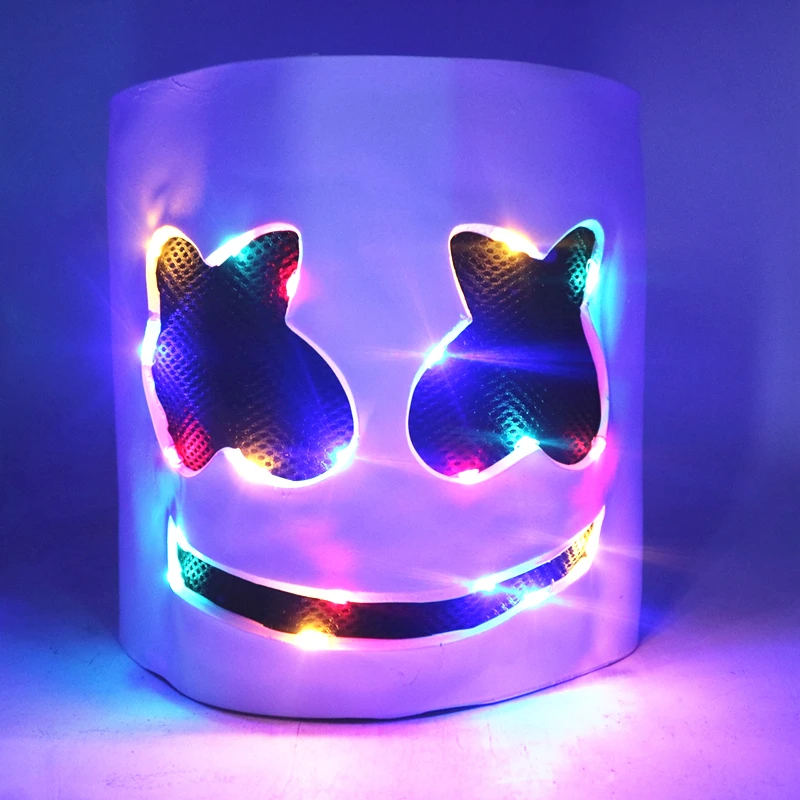 Маска marshmello для всего лица светящиеся маски DJ marshmello шлемы Косплей Хэллоуин Карнавал реквизит для marshmello праздничные Вечерние - Цвет: F0001-Color light