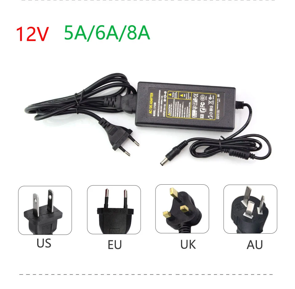 1 x AC 100V - 240V to DC 12V 1A 2A 3A 5A 6A 8A lighting transformers Power Supply Adapter Converter Charger For LED Strip (3)