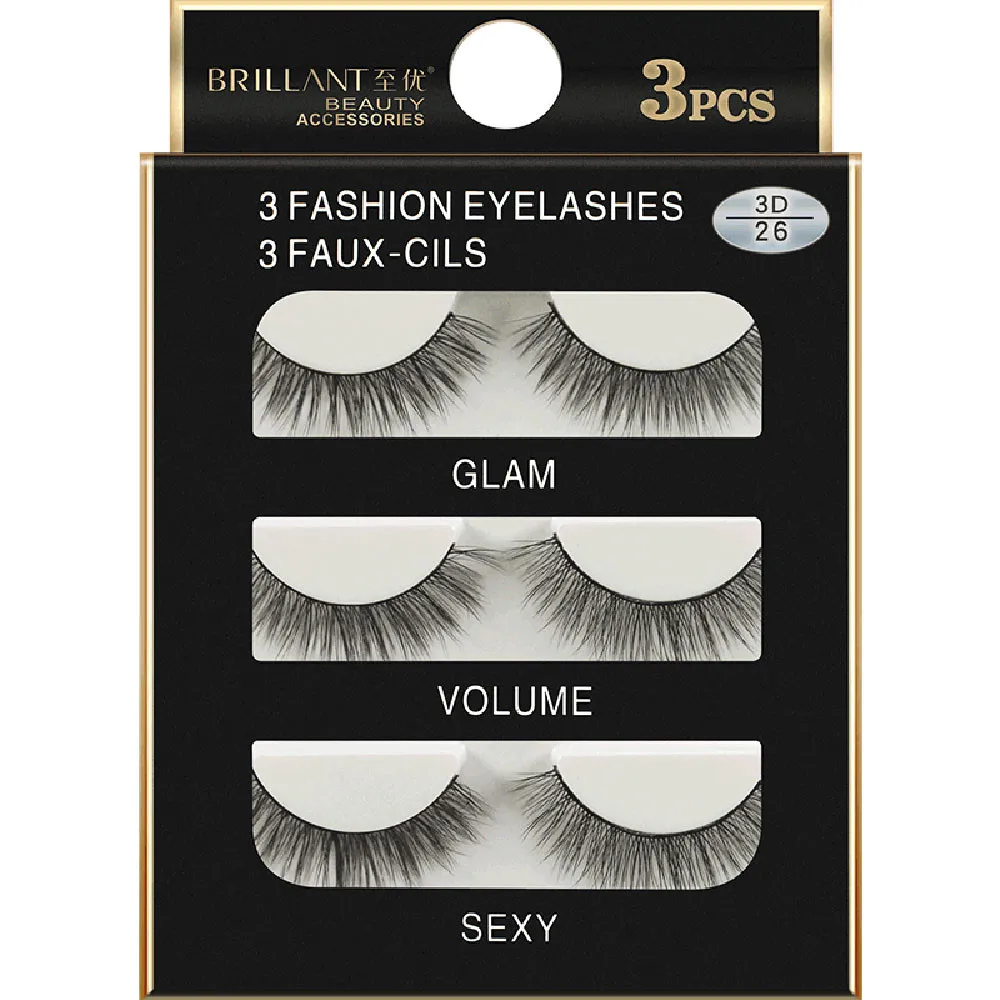 

3 Pairs 3D Long False Eyelashes Makeup Natural Fake Thick Black Eye Lashes 0719