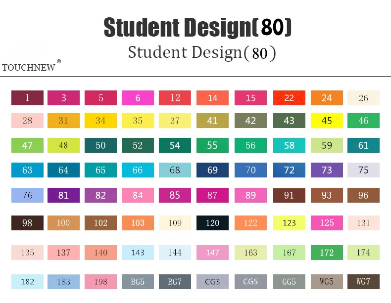 TOUCHNEW 60/80/168 Цвета набор маркеров для живописи на спиртовой основе двойной головой манги дизайн школьный рисунок эскиз Маркеры Ручка товары для рукоделия - Цвет: 80 Student set