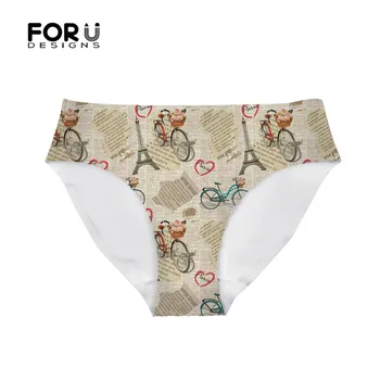 

FORUDESIGNS Retro Newspaper Style Women Seamless Traceless Panties Breathable Wholesale Girls Underpants Tight Briefs Bragas