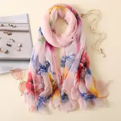 Модный женский цветочный шарф с принтом в виде цветов шаль мягкое пляжное полотенце украшение Новое винтажное