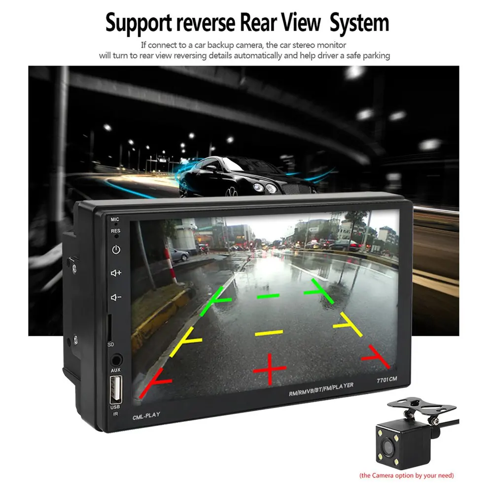 

7701 Universal 7 "Touch Screen 2 din Auto Multimedia Speler Autoradio 2din Stereo Video MP5 Speler Auto Radio Four-lamp camera