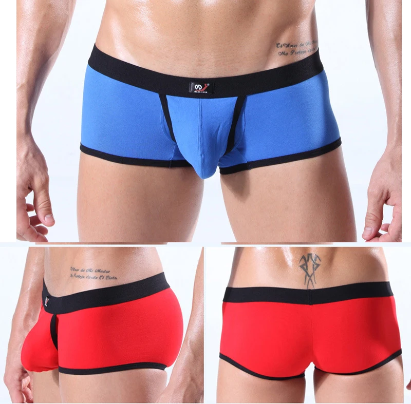 

WJ brand Men sexy Cotton boxer underwear basics boxers U convex Underpants Pouch enhancing gay boxer trunk high quality