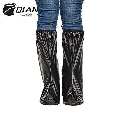 QIAN/непромокаемые ботинки; модель года; водонепроницаемые ботинки в байкерском стиле для мужчин и женщин; непромокаемые ботинки с высоким берцем и нескользящей подошвой; водонепроницаемые ботинки - Цвет: Черный