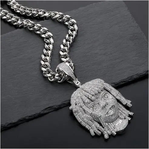 Большой широкий AAA CZ камни вымощенные Bling Iced Out известный характер белого золота хип хоп рэппер lil насос кулон ожерелье для