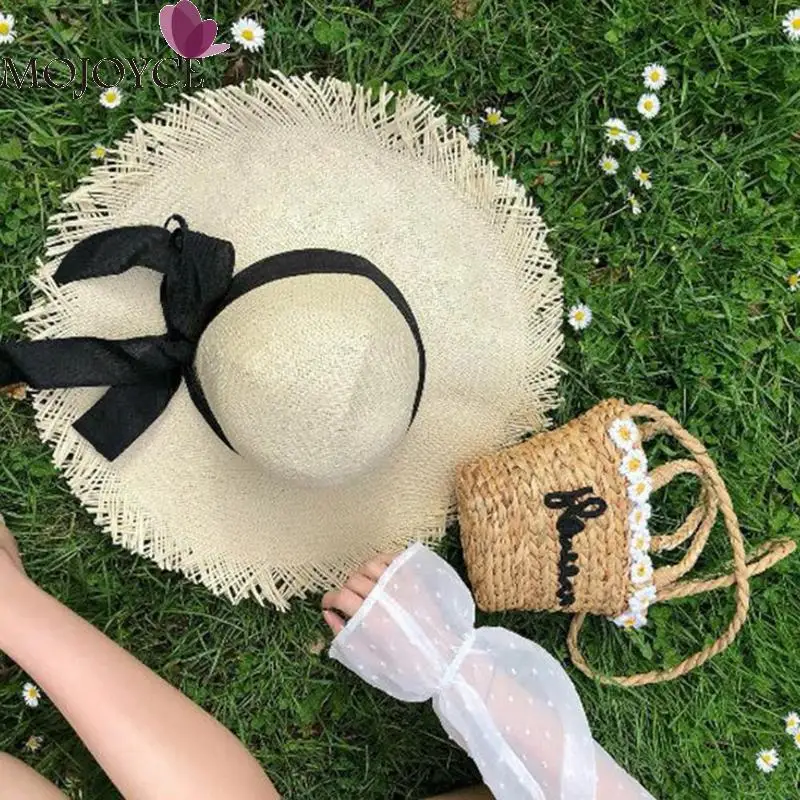 السيدات عارضة زهرة ديكور الكتف رسول حقائب النساء السفر الصيف القش المنسوجة Crossbody أعلى-حقائب بيد للفتيات