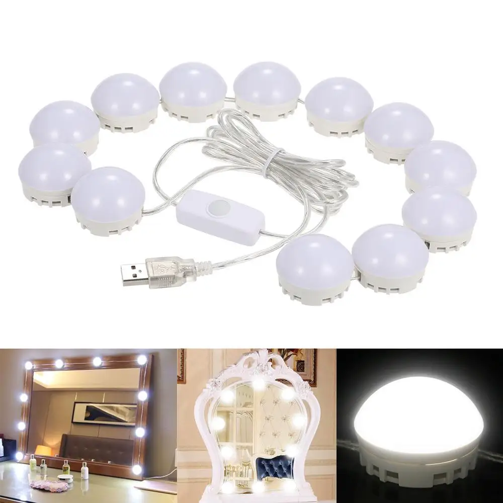

Adjustable Brightness lights Makeup Mirror LED Light Bulbs Kit USB Charging Port Cosmetic Lighted Make up Mirrors Bulb
