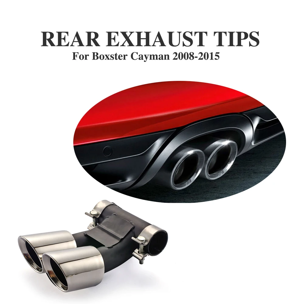 Stainless steel Auto Exhaust Tip for Porsche Boxster S Convertible Cayman Base Hatchback 2-Door 2009-2012 Car Styling