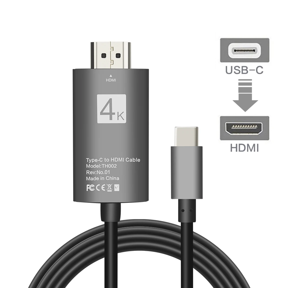 Топ предложения USB-C Тип-C на HDMI 4 К* 2 К UHD HDTV адаптер для samsung Galaxy S8 s8+ MacBook серый