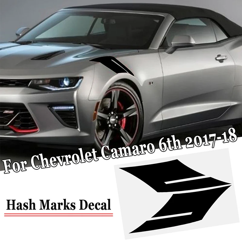 2 шт. виниловая Автомобильная наклейка с хешами для Chevrolet Camaro 6th Gen- Высокое качество украшения наклейки для автомобилей - Название цвета: Matte Black