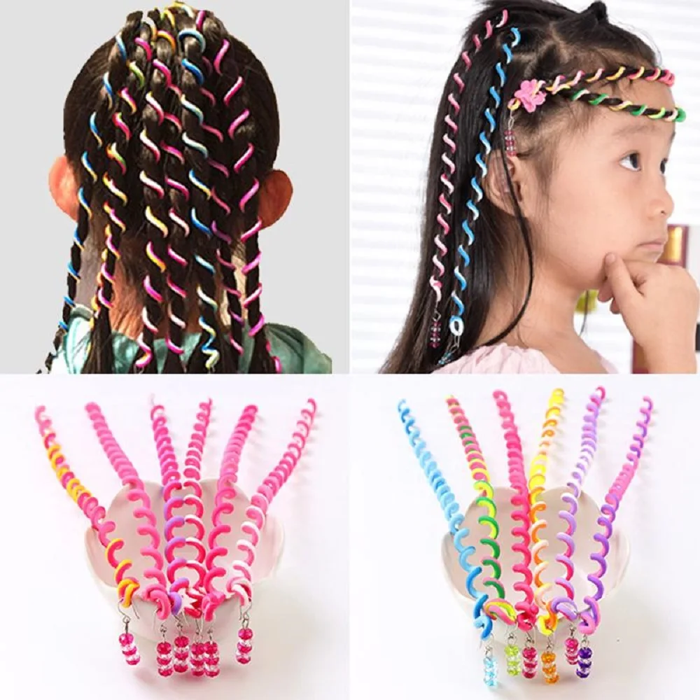 

6pcs/lot Rainbow Color Cute Girl Curler Hair Braid hair styling tools hair roller Braid Maintenance The princess hair accessory