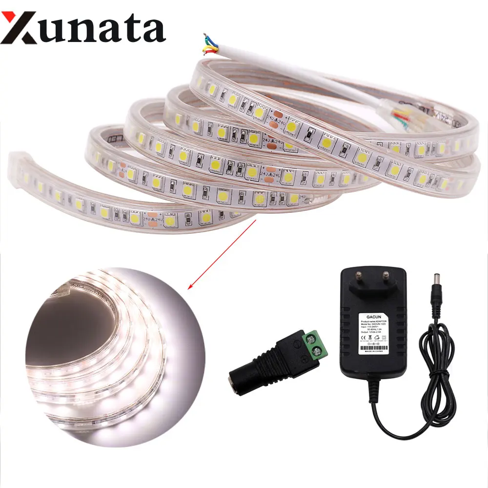 

DC24V 5050 SMD 60Leds/m Strip Lights Super Bright IP67 Waterproof LED Strip Lamp Home Holiday Decoration Lighting Tiras Led