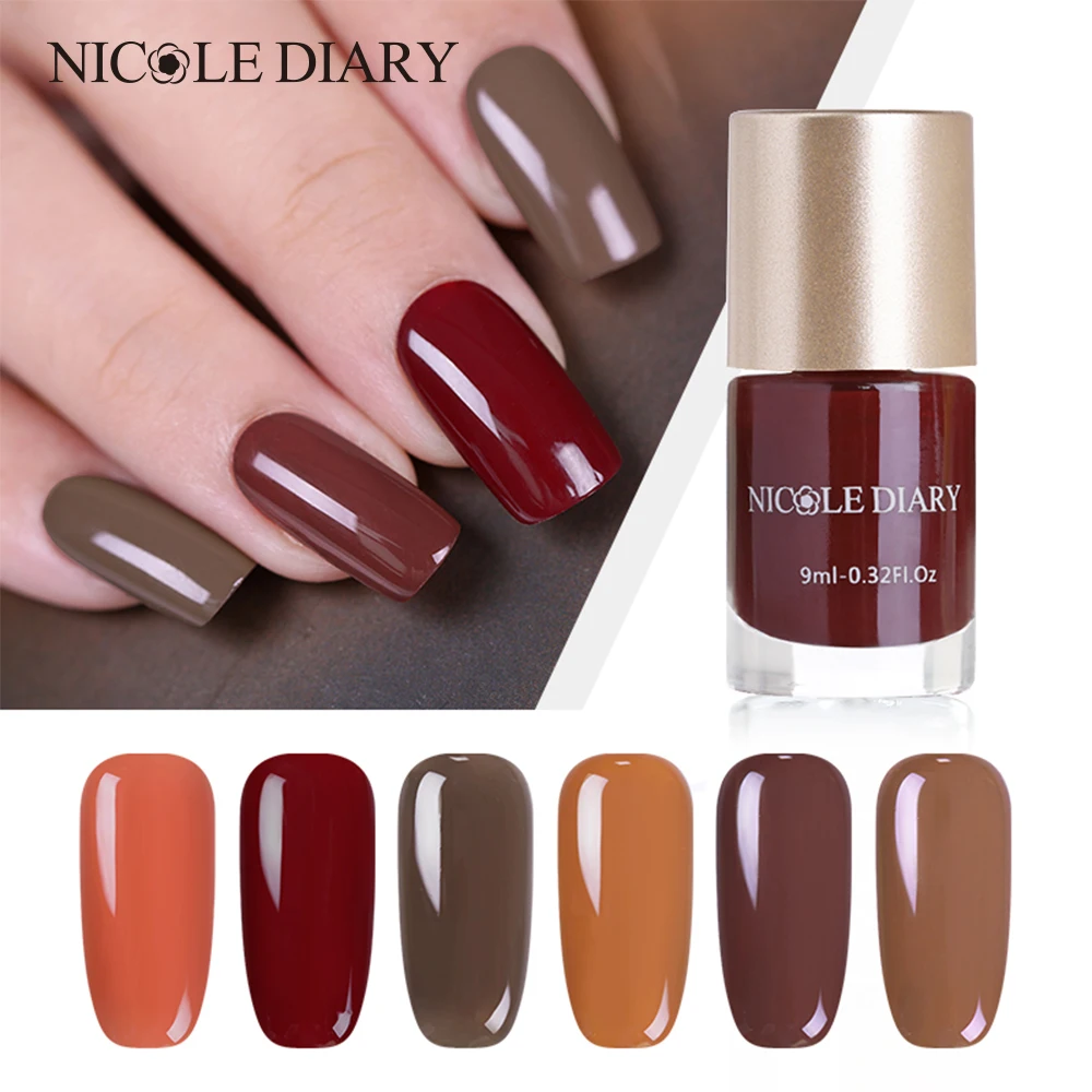 

NICOLE DIARY 9ml Nail Polish Varnish Polish Caramel Coffee Series Quick Dry Nail Art Lacquer 6 Colors