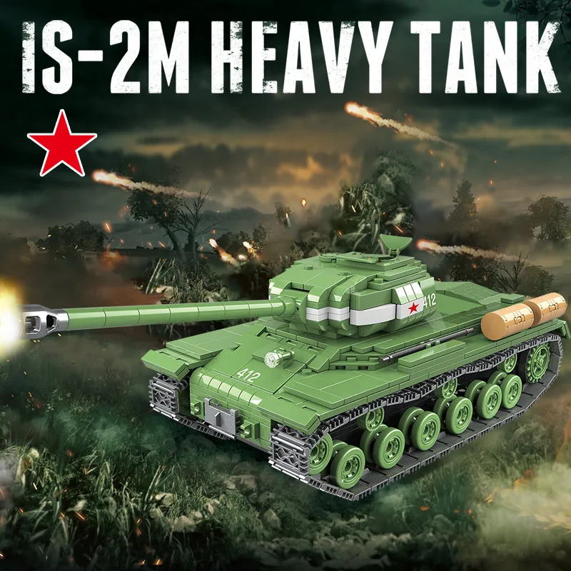  1068PCS Soviet Russia IS-2M Heavy Tank Building Blocks For legoing WW2 Military Tank Soldier Police