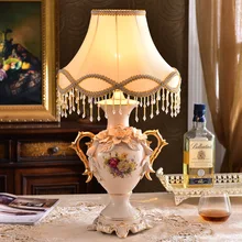 YOOK европейские Стиль золото ваза Керамика настольная лампа Роскошные кисточкой абажур Керамика Настольная Лампа 220V E27