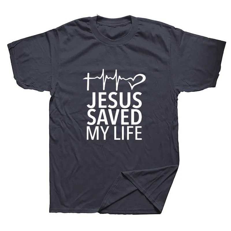 Футболка с надписью Jesus Saved My Life летняя мужская повседневная одежда для фитнеса