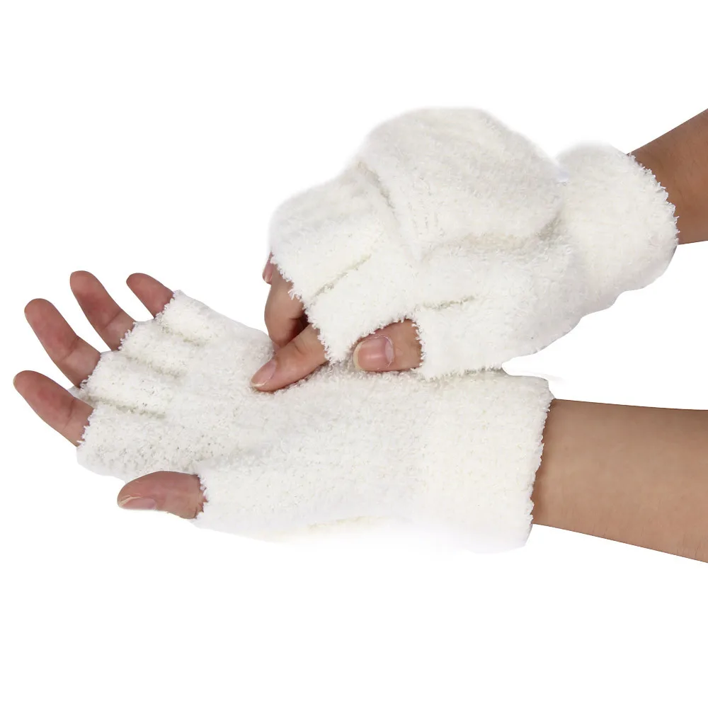 KLV женские и женские теплые зимние перчатки без пальцев, варежки z0913 - Цвет: BG