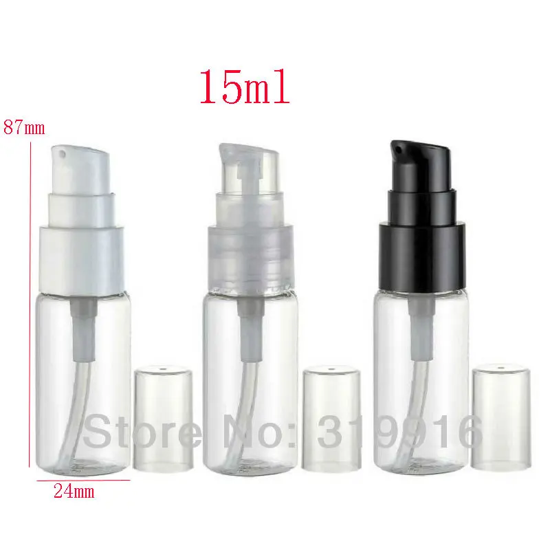 15ml transparent empty treatment cream pump travel size container travel size lotion
